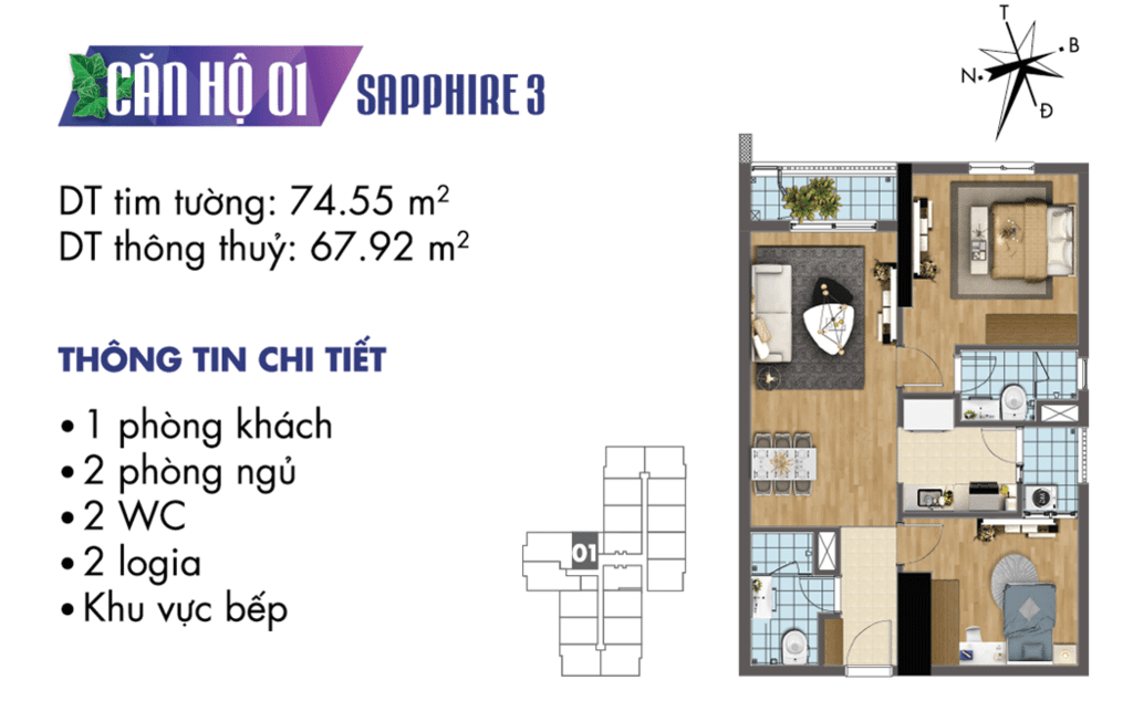 căn 01 tòa S3 Chung cư TNR Goldmark City