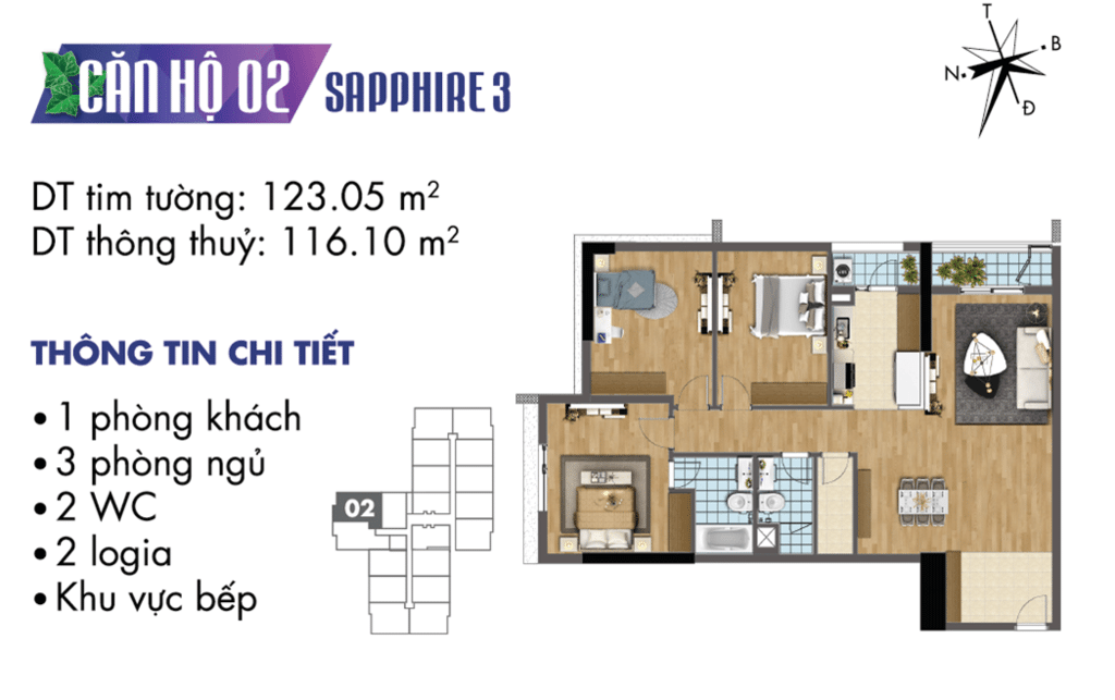căn 02 tòa S3 Chung cư TNR Goldmark City