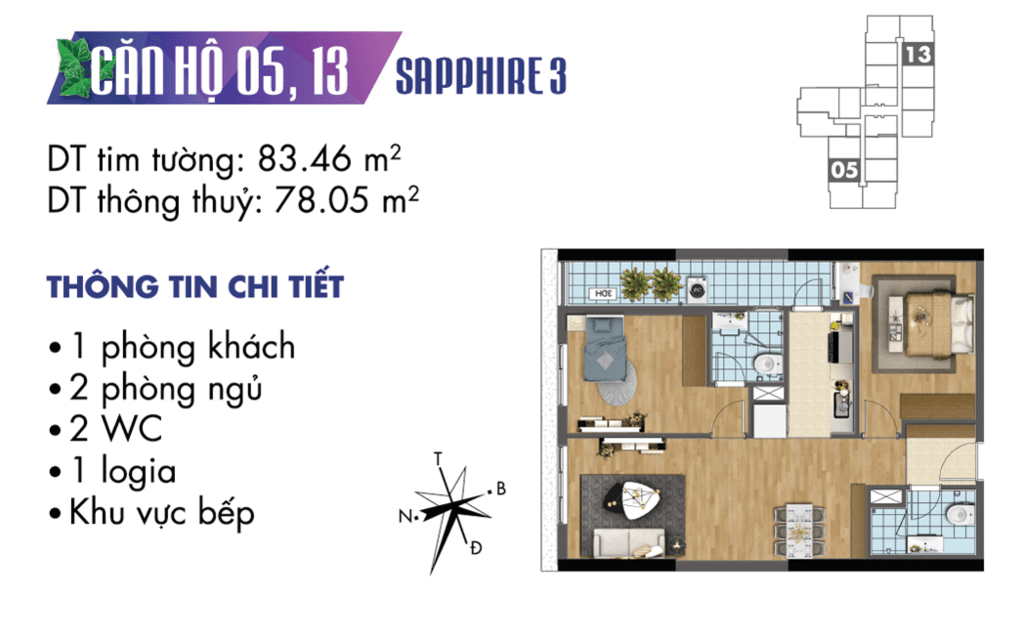 căn 05 và 13 tòa S3 Chung cư TNR Goldmark City