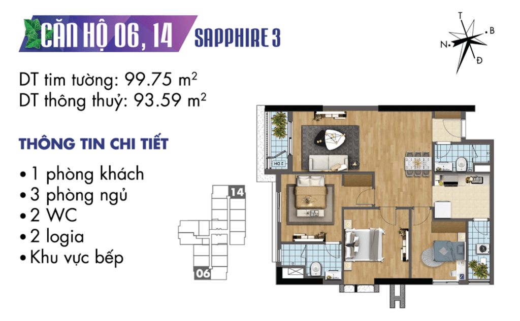 căn 06 và 14 tòa S3 Chung cư TNR Goldmark City