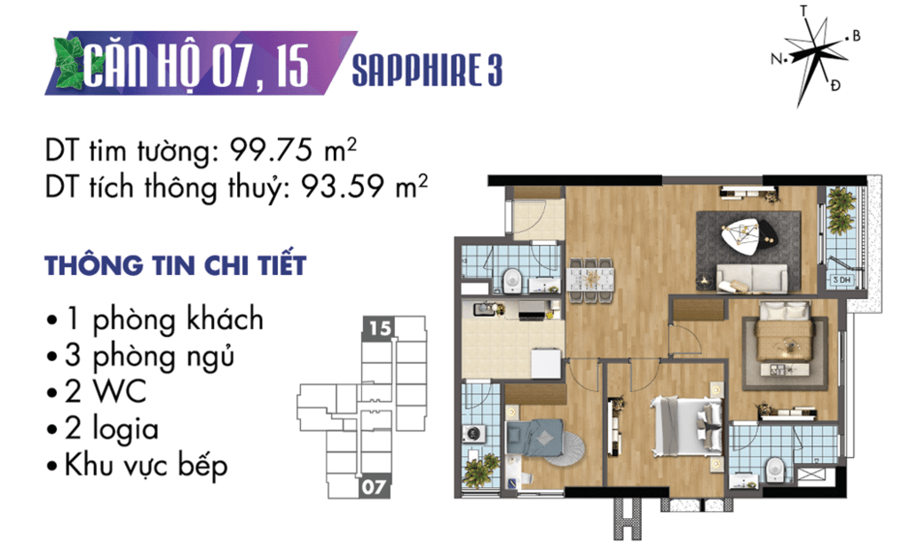 căn 07 và 15 tòa S3 Chung cư TNR Goldmark City