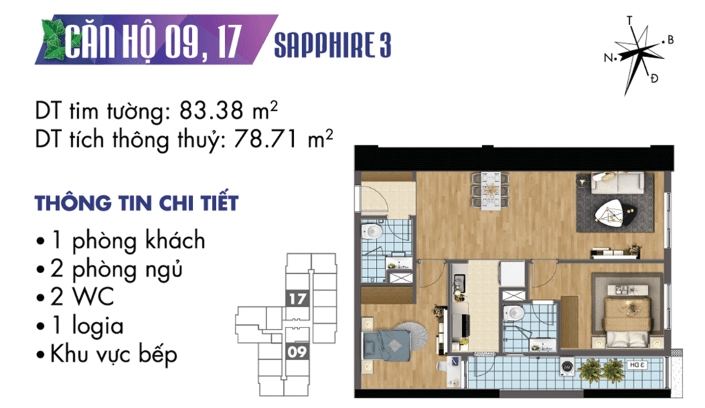 căn 09 và 17 tòa S3 Chung cư TNR Goldmark City