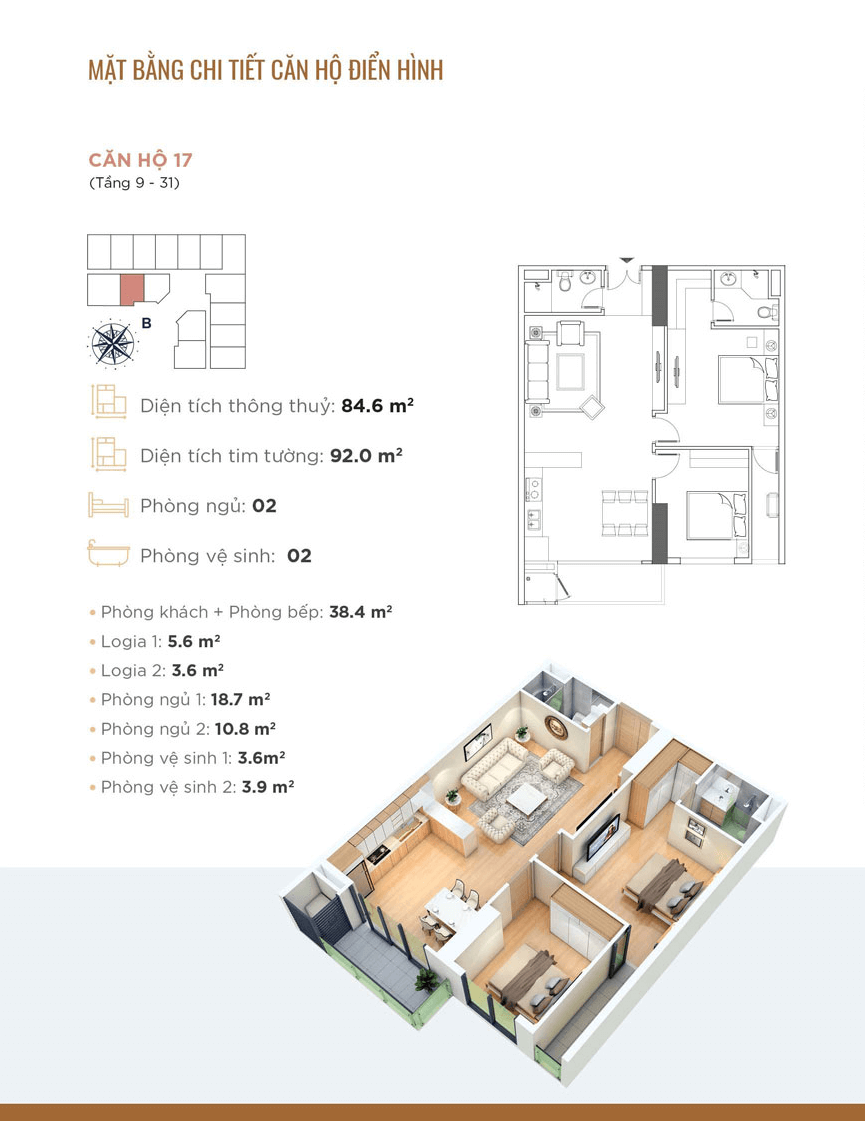 Thiết kế chi tiết căn hộ 17 Dự án Golden Park Tower