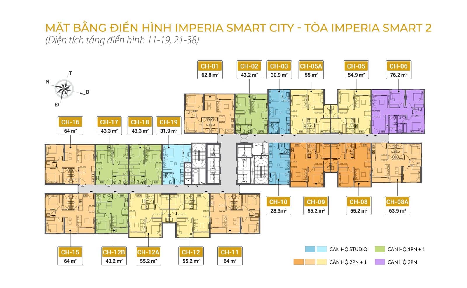 Mặt bằng Tòa Smart 2 Dự án MIK Imperia Smart City