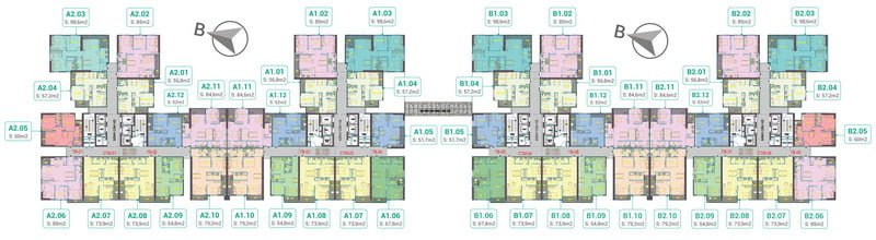 Mặt bằng điển hình 2 tòa A-B