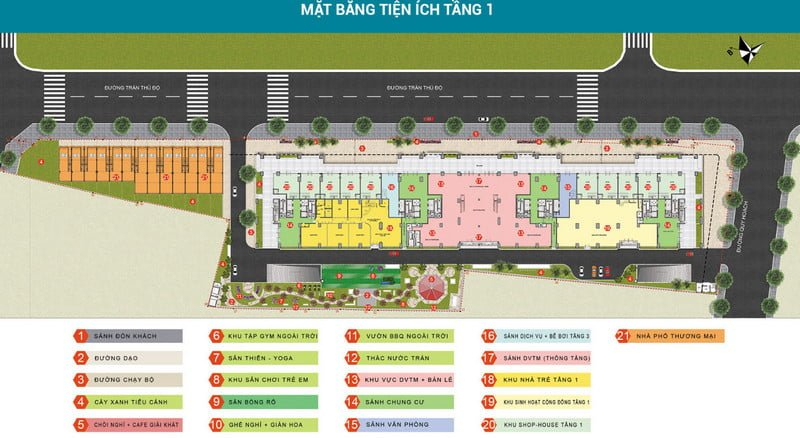 Mặt bằng tiện ích tầng 1 tại dự án