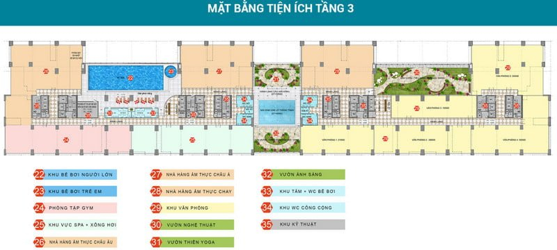 Mặt bằng tiện ích tầng 3
